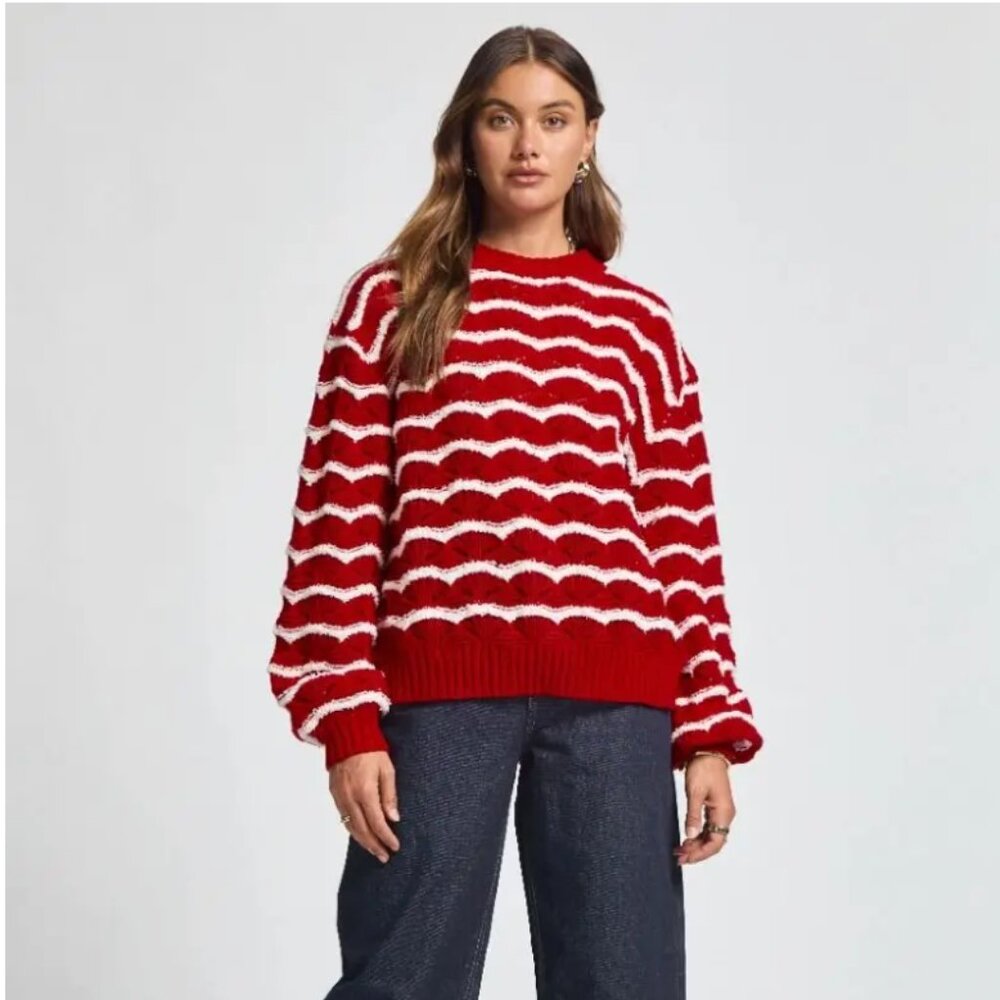 NEW! DEAR SCARLETT Holiday Christmas SWEATER TOP in RED SIZE 1XL
